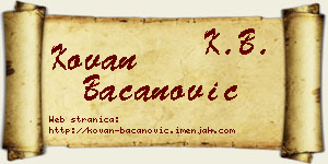 Kovan Bacanović vizit kartica